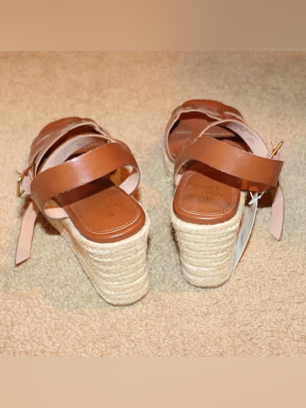Time and Tru Tan Espadrille Wedge Sandals